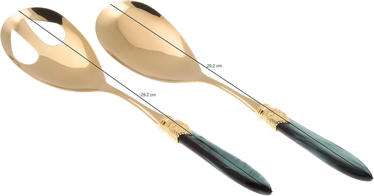 Rivadossi Laura Oro Altın Toka Yeşil Salata Servis Seti