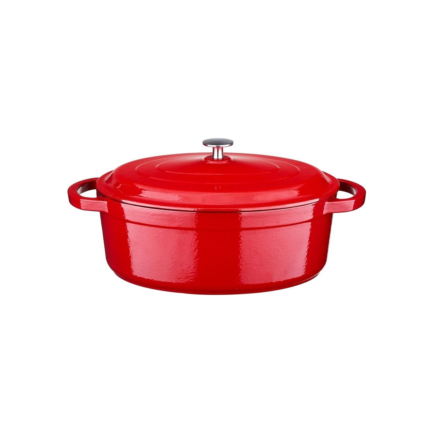 Leggno Gourmet Döküm Flame Oval Tencere Kırımızı 23 x 29 cm
