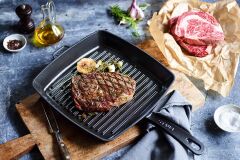 Staub Döküm Amerikan  Izgara Tava 26*26 cm Siyah Kare