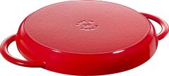 Staub Çift Kulplu Döküm Izgara Tava Kırmızı Yuvarlak 26 cm