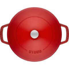 Staub Chistera Yağmur Efektli Kapaklı Döküm Tencere Kırmızı Yuvarlak 28 cm