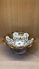 Güral Porselen El Dekoru 28 Cm Ayaklı Meyvelik Altın Yaldızlı Özel Kutulu