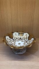 Güral Porselen El Dekoru 28 Cm Ayaklı Meyvelik Altın Yaldızlı Özel Kutulu