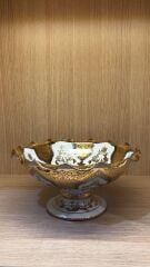 Güral Porselen El Dekoru 28 Cm Ayaklı Meyvelik Altın Yaldızlı Özel Kutulu