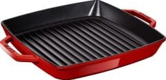 Staub Çift Kulplu Döküm Izgara Tava Kırmızı 28*28 cm