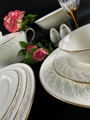 Monno English Bone Gold Line 59 Parça 12 Kişilik Yemek Takımı