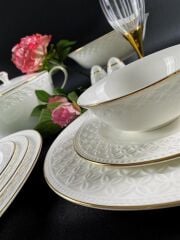 Monno English Bone Gold Line 59 Parça 12 Kişilik Yemek Takımı