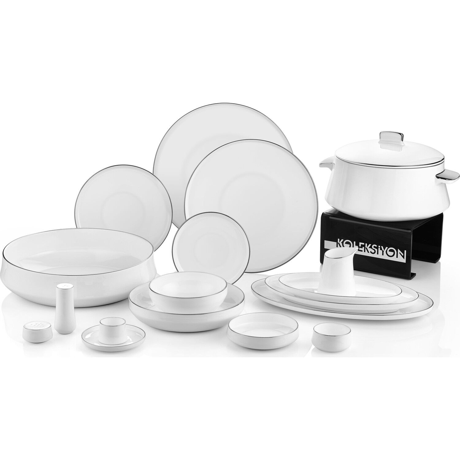 Koleksiyon Sufi 12 Kişilik Yemek Takımı 132 Parça Platin