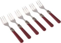 Rivadossi Classic Tatlı Çatal Set 6 lı Kırmızı