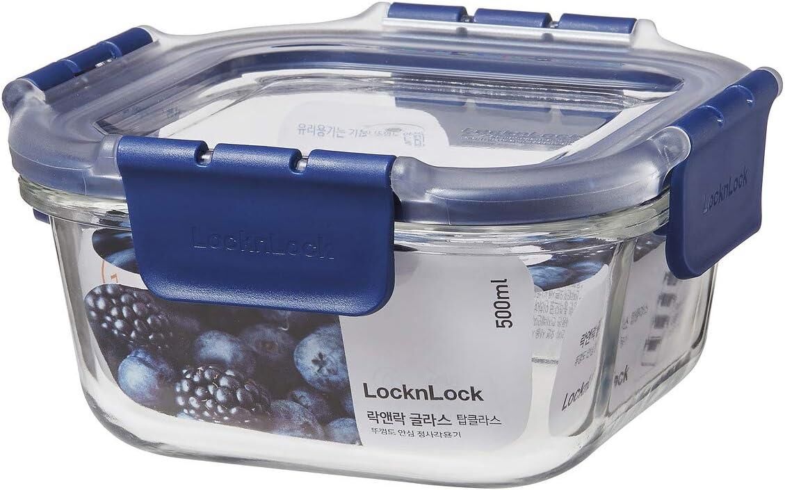 LocknLock Top Class Fırın & Saklama Kabı Kare Kilitli 500 ml Mavi