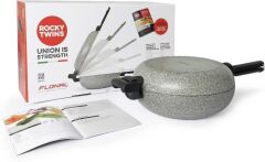 Flonal Rocky Twins İndüksiyonlu Çift Taraflı Buharlı Tencere Seti