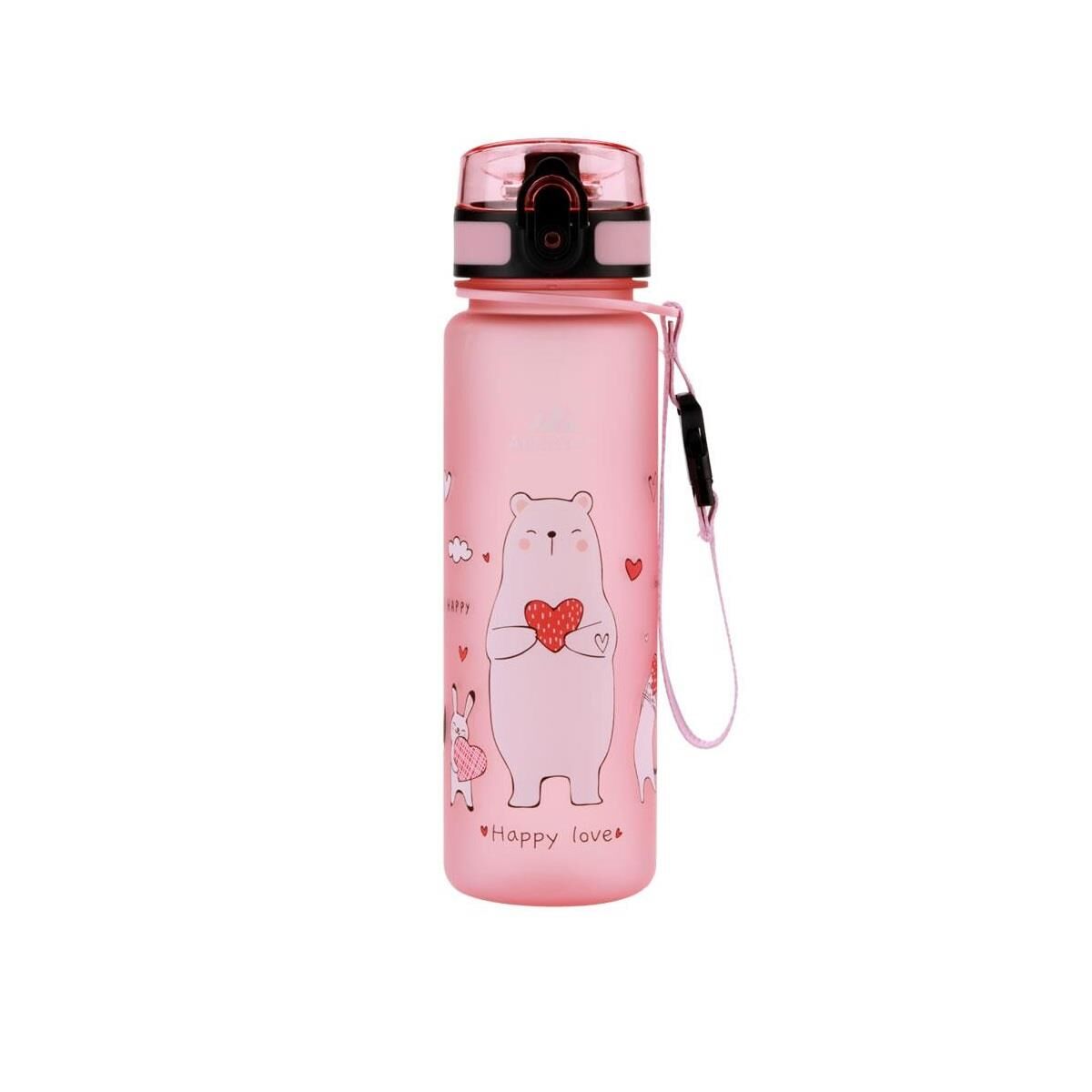 AlpinTec Sevimli Hayvanlar Desenli Pembe Tritan Çocuk Su Matara 500 ml