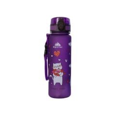 AlpinTec Kedi Desenli Mor Tritan Çocuk Su Matara 500 ml