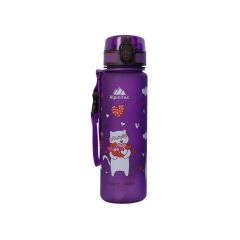 AlpinTec Kedi Desenli Mor Tritan Çocuk Su Matara 500 ml