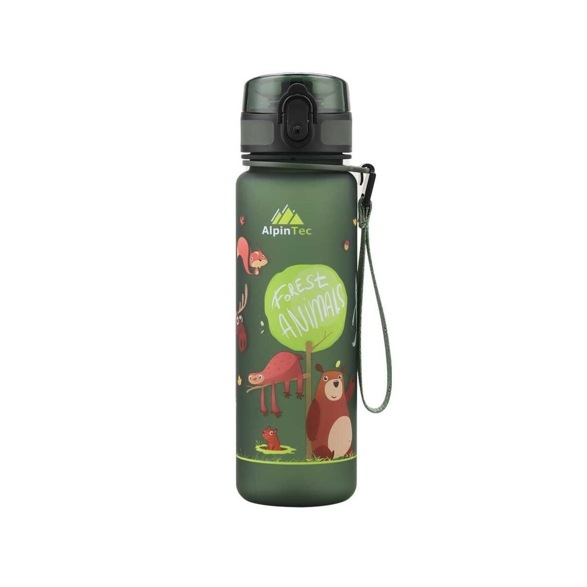 AlpinTec Animals Koyu Yeşil Tritan Çocuk Suluk Matara 500 ml