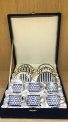 Güral Porselen Altın Yaldızlı El Dekoru 6 Kişilik Türk Kahve Fincan Takımı