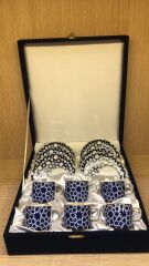 Güral Porselen Altın Yaldızlı El Dekoru 6 Kişilik Türk Kahve Fincan Takımı