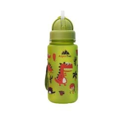 AlpinTec Dinazor Yeşil Tritan Çocuk Pipetli Su Matara 400 ml