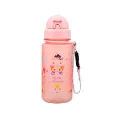 AlpinTec Kelebek Pembe Tritan Çocuk Pipetli Su Matara 400 ml