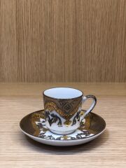 GÜRAL PORSELEN EL DEKORU ALTIN YALDIZLI TURK KAHVE FINCAN SETİ