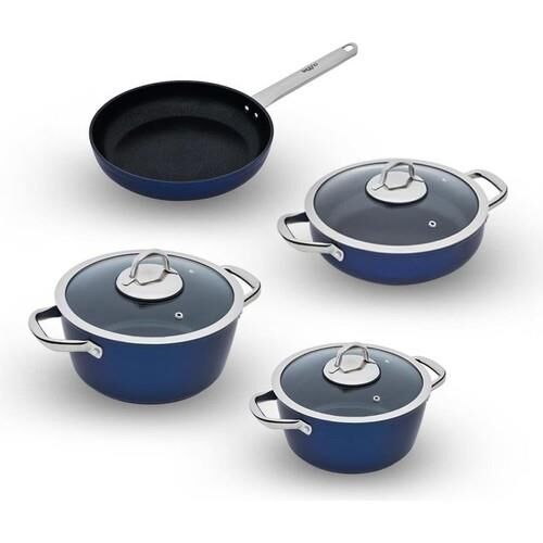 Leggno Master Daily 7 Parca Tencere Seti Metalik Mavi