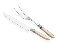 Rivadossi  Laura Chrome Kemik Et Çatal Bıçak Seti Gümüş Toka 2 li