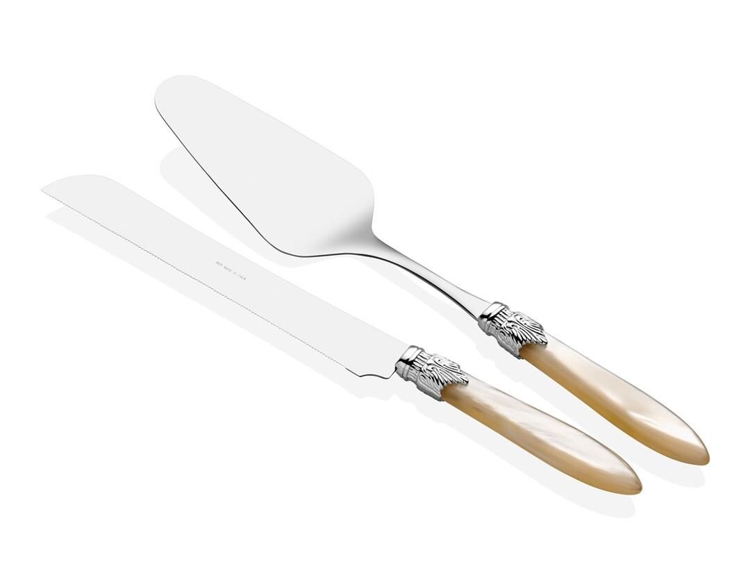 Rivadossi  Laura Chrome Kemik Pasta Servis Seti Gümüş Toka 2 li