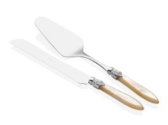 Rivadossi  Laura Chrome Kemik Pasta Servis Seti Gümüş Toka 2 li