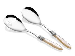 Rivadossi Laura Chrome Kemik Salata Servis Seti Gümüş Toka 2 li