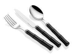 Rivadossi Bamboo Siyah 24 Parça Çatal Bıçak Seti 6 Kişilik