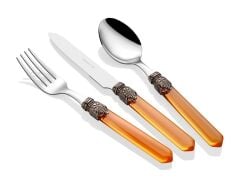 Rivadossi Venezia Kırmızı 24 Parça Çatal Bıçak Seti 6 Kişilik