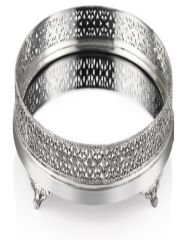 DECORİUM ARS 3025 YUVARLAK AYNALI ANTIK GÜMÜŞ PIRINC TEPSI