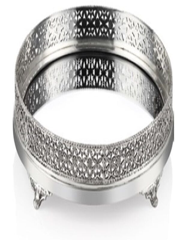 DECORİUM ARS 3025 YUVARLAK AYNALI ANTIK GÜMÜŞ PIRINC TEPSI