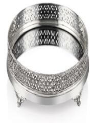 DECORİUM ARS 3025 YUVARLAK AYNALI ANTIK GÜMÜŞ PIRINC TEPSI