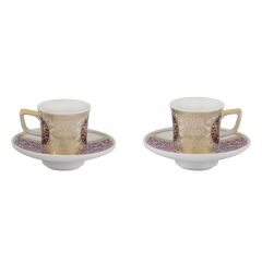 Güral Porselen Altın Yaldızlı El Dekoru 2 Kişilik Türk Kahve Fincan Takımı