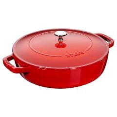Staub Chistera Yağmur Efektli Kapaklı Döküm Tencere Kırmızı Yuvarlak 24 cm