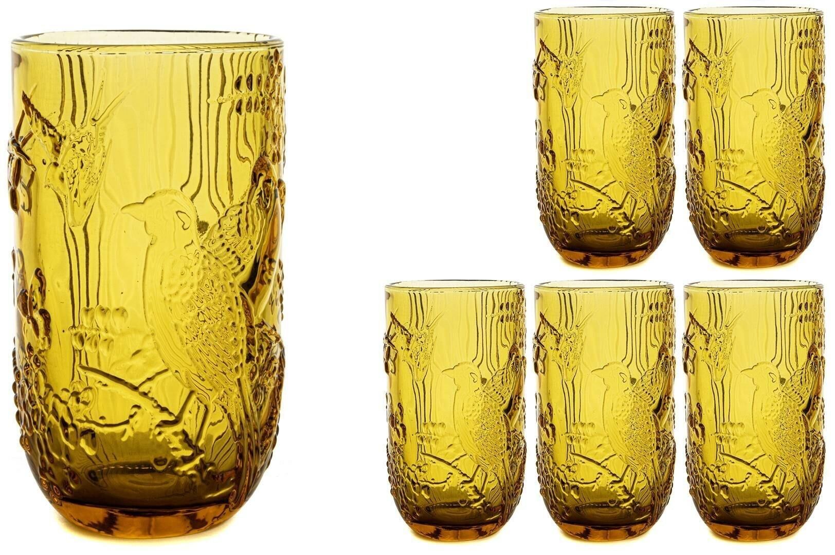 Mikasa Moor Amber Kuş Dekorlu 6lı Meşrubat Bardağı 8x14cm