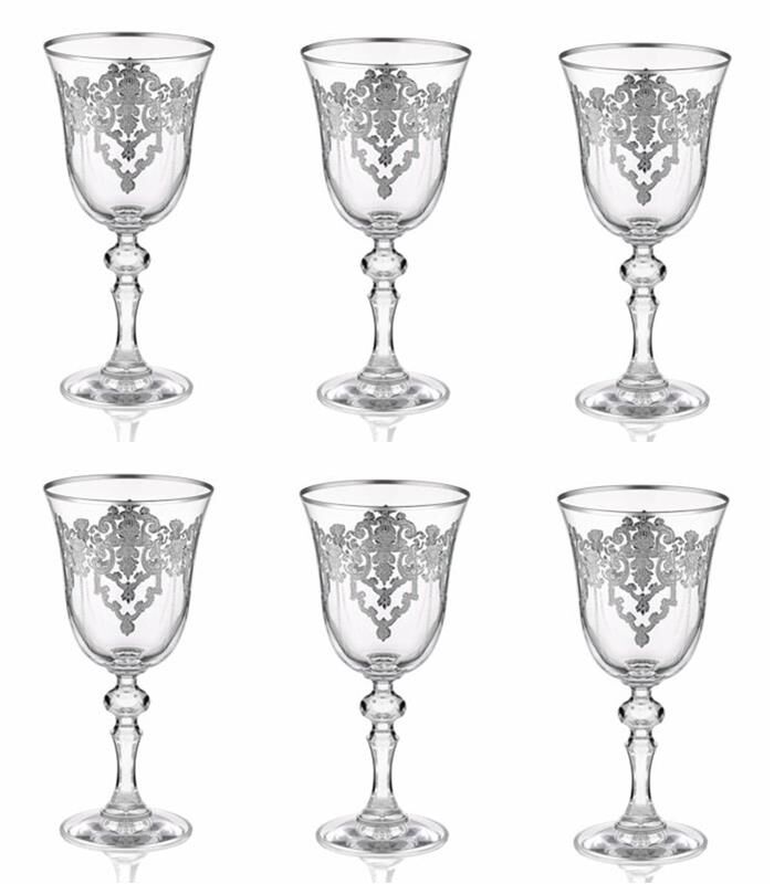 Decorium Ars 1102 Palas Kırmızı Şarap Kadehi Platin 6 lı