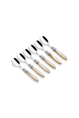 RİVADOSSİ LAURA KREM RENK GÜMÜŞ TOKA 6 KİŞİLİK DONDURMA KAŞIK