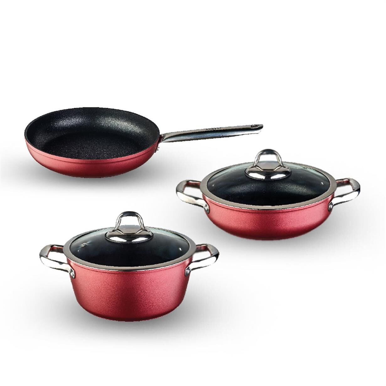 Leggno Master Daily 5 Parca Tencere Seti Metalik Kırmızı