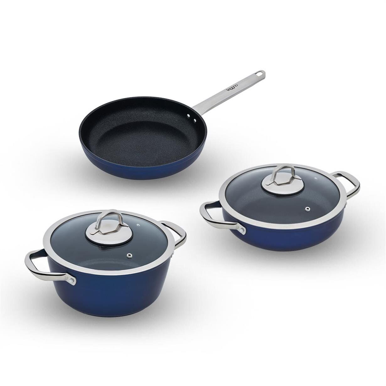 Leggno Master Daily 5 Parca Tencere Seti Metalik Mavi