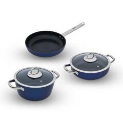 Leggno Master Daily 5 Parca Tencere Seti Metalik Mavi