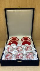 Güral Porselen Altın Yaldızlı  El Dekoru 6 Kişilik Türk Kahve Fincan Takımı