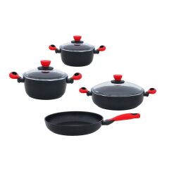 Leggno Colorgy 7 Parça Set Kırmızı (20cm & 24cm derin tencere+26cm sığ tencere&tava)