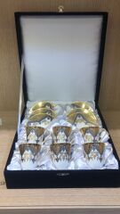 Güral Porselen İnce Porselen Altın Yaldızlı El Dekoru 6 Kişilik Türk Kahve Fincan Takımı