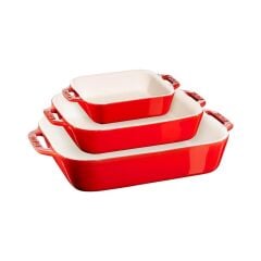 Staub Ceramique Fırın Kabı Seti 3 Parça Kırmızı