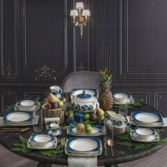 Güral Porselen Altın Yaldızlı 12 Kişilik 84 Parça Özgün El Yapımı Yemek Takımı