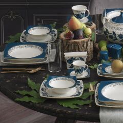 Güral Porselen Altın Yaldızlı 12 Kişilik 84 Parça Özgün El Yapımı Yemek Takımı