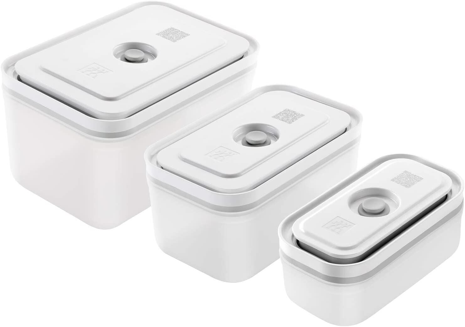 Zwilling Fresh&Save Vakumlu Saklama Kabı Seti S/M/L 3 Parça Plastik Yarı Şeffaf Gri