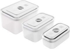 Zwilling Fresh&Save Vakumlu Saklama Kabı Seti S/M/L 3 Parça Plastik Yarı Şeffaf Gri